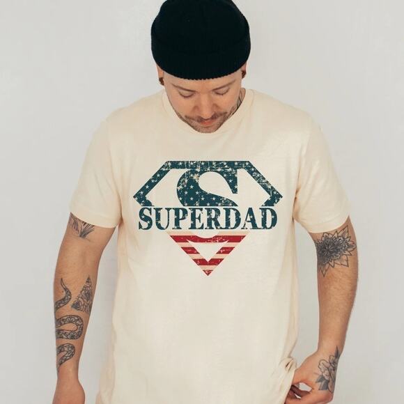 **SALE SuperDad Graphic American Flag TShirt Size XL - Picture 1 of 2